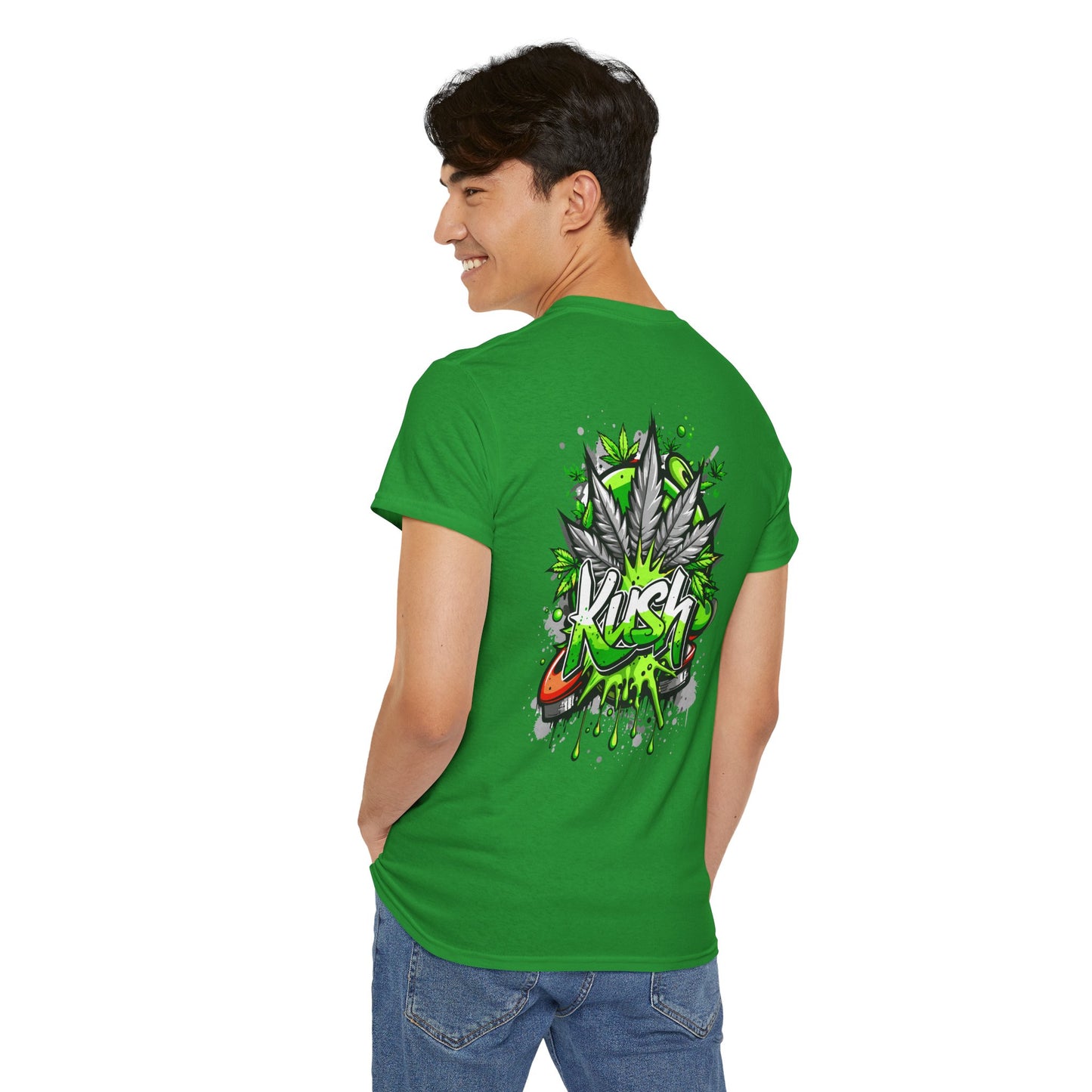 Kush Graffiti T-Shirt — Green Cannabis Leaf Street Art Tee