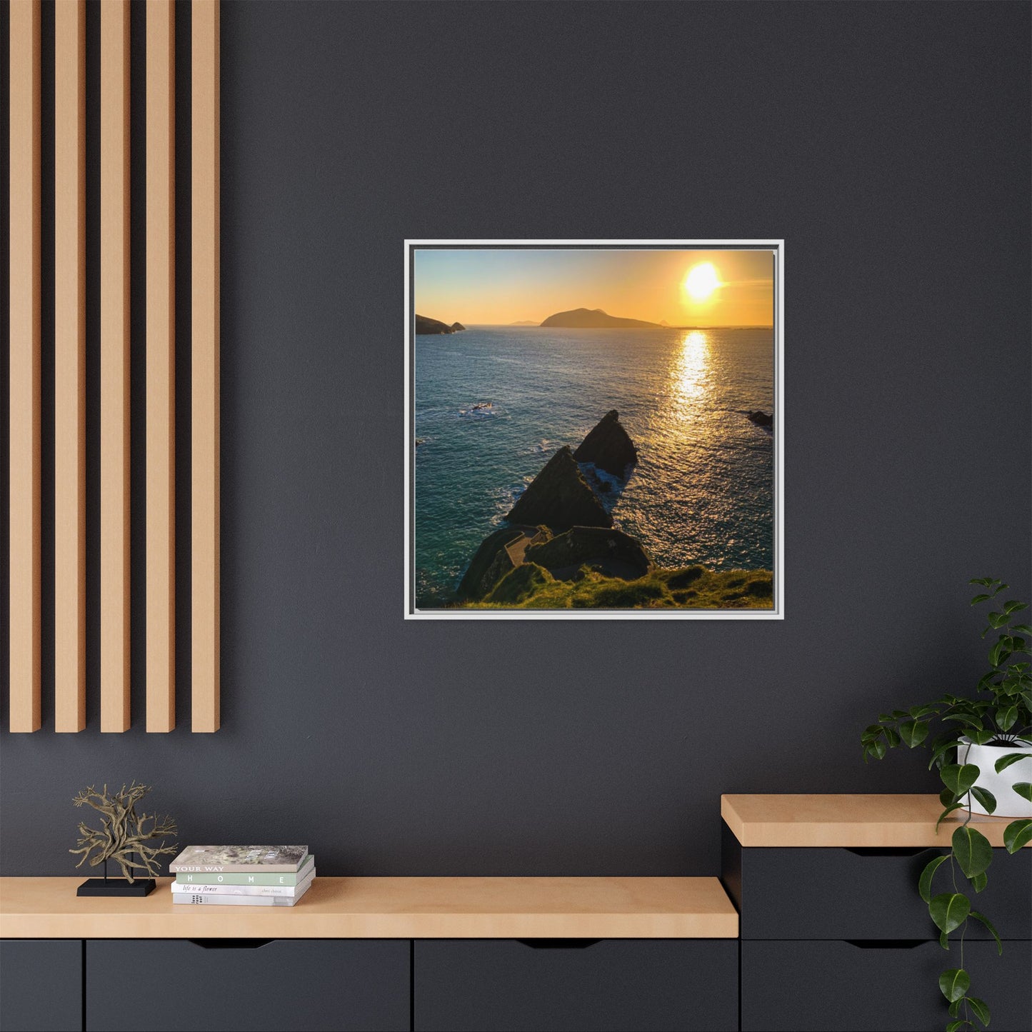 Dunquin Pier Sunset 2 Matte Canvas, Framed (Multi-color)