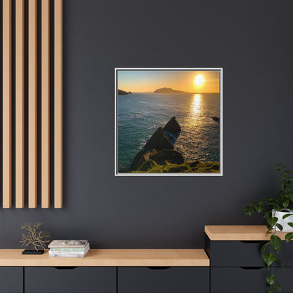 Dunquin Pier Sunset 2 Matte Canvas, Framed (Multi-color)