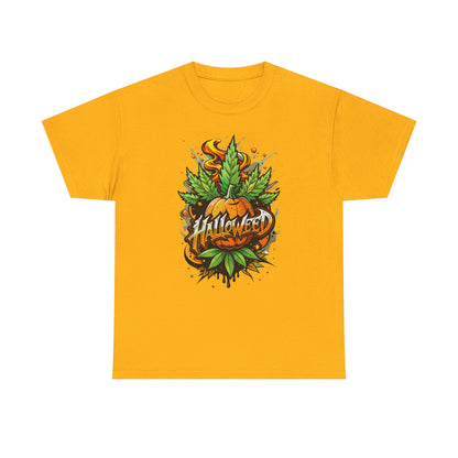 Halloween Pumpkin Graphic Tee — 'Halloween' Pumpkin & Leaves Illustration