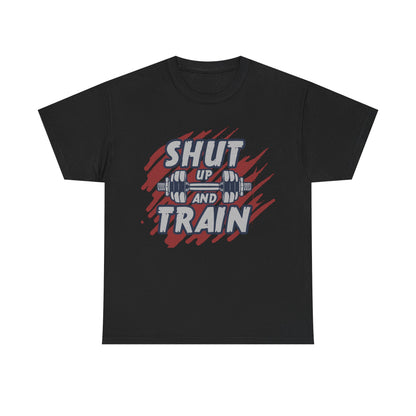 Motivational Workout Tee - 'Shut Up and Train' Unisex Heavy Cotton T-Shirt