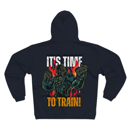 Unisex Zip Sweatshirt - "It’s Time to Train!" Motivational Gym Hoodie