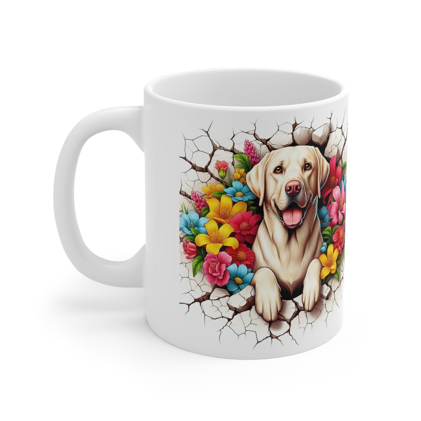Vibrant Labrador Floral Coffee Mug - 11oz & 15oz