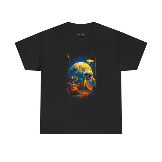 Wall·E & EVE Night Sky T-Shirt — Cute Robot Retro Space Tee