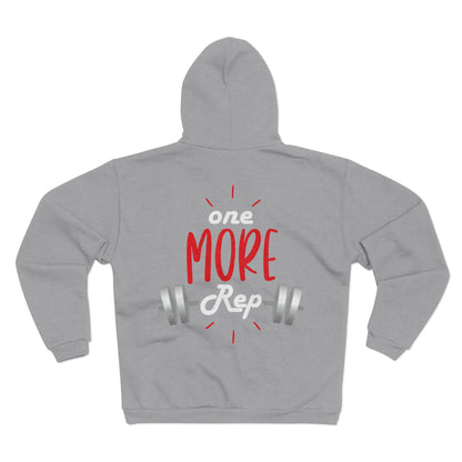 Motivational Gym Zip Sweatshirt for Fitness Enthusiasts - 'One More Rep'