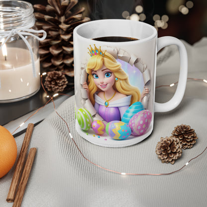Princess Easter Ceramic Coffee Cup - 11oz & 15oz, Whimsical Design for Spring Celebrations