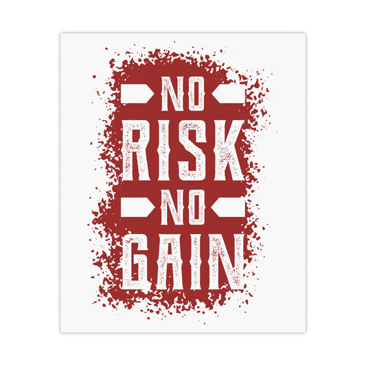 Motivational Matte Poster - "No Risk No Gain" Wall Art for Home Gym & Office Decoration