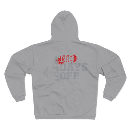 No Days Off Unisex Hooded Zip Sweatshirt for Fitness Enthusiasts