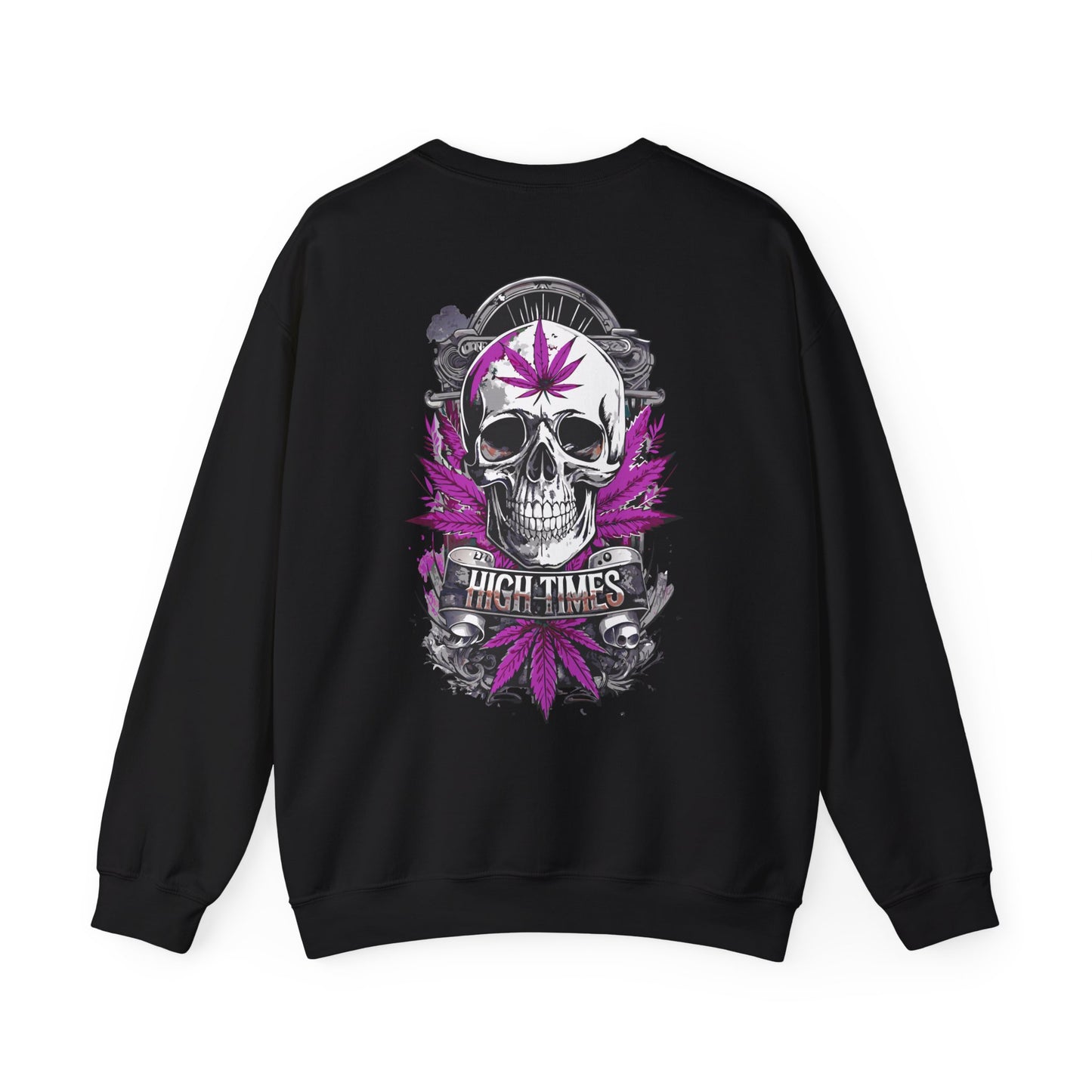 Skull & Purple Cannabis Leaf- "High Times" Graphic Sweatshirt
