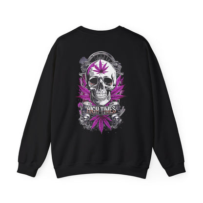 Skull & Purple Cannabis Leaf- "High Times" Graphic Sweatshirt