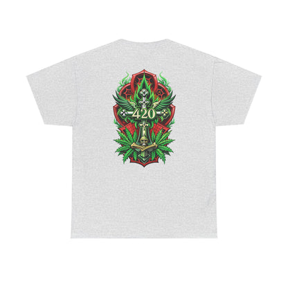 420 Cannabis Shield T-Shirt – Marijuana Leaf Stoner Graphic Tee
