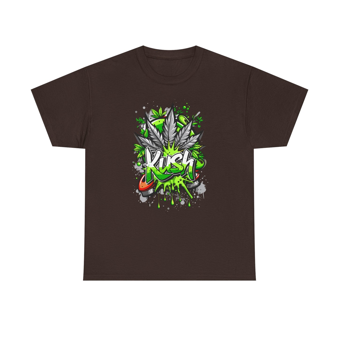 Kush Graffiti T-Shirt — Green Cannabis Leaf Street Art Tee
