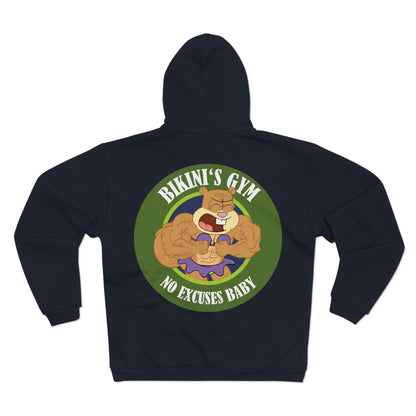 Bikini's Gym No Excuses Hoodie - Unisex Zip Sweatshirt for Fitness Enthusiasts