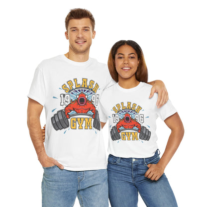 Splash Gym Unisex Heavy Cotton Tee - Bold Retro Design for Fitness Lovers White