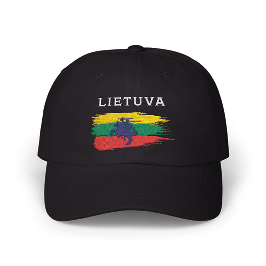 Lietuva Classic Dad Cap Black - Stylish Embroidered Hat for Heritage Pride