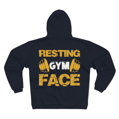 Resting Gym Face Unisex Hooded Zip Sweatshirt - Cozy Fitness Apparel