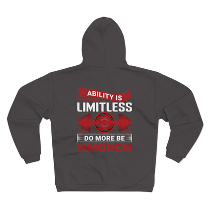 Limitless Strength Unisex Hooded Zip Sweatshirt - Motivational Fitness Wear