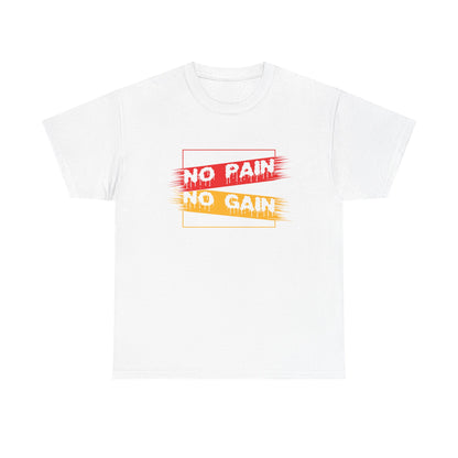 Motivational Unisex Heavy Cotton Tee - "No Pain No Gain" Workout Shirt
