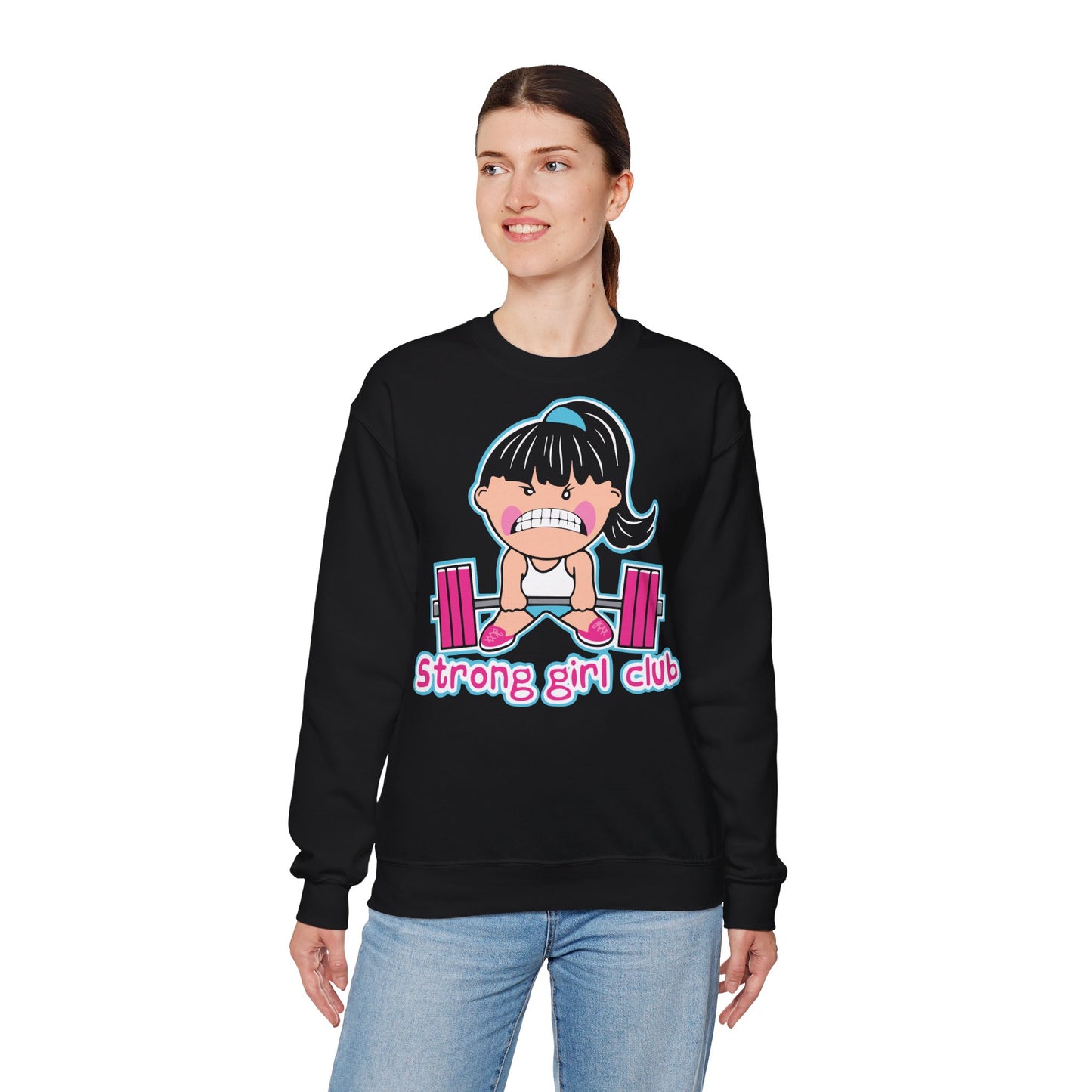 Strong Girl Club Unisex Heavy Blend™ Crewneck Sweatshirt - Empowering Workout Sweatshirt Black