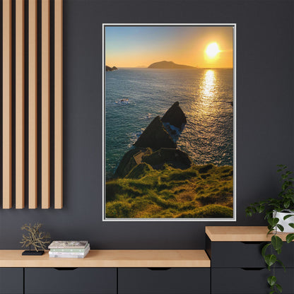 Dunquin Pier Sunset 2 Matte Canvas, Framed (Multi-color)