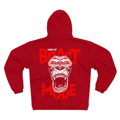 Beast Mode Unisex Hooded Zip Sweatshirt - Bold Gorilla Design for Fitness Enthusiasts