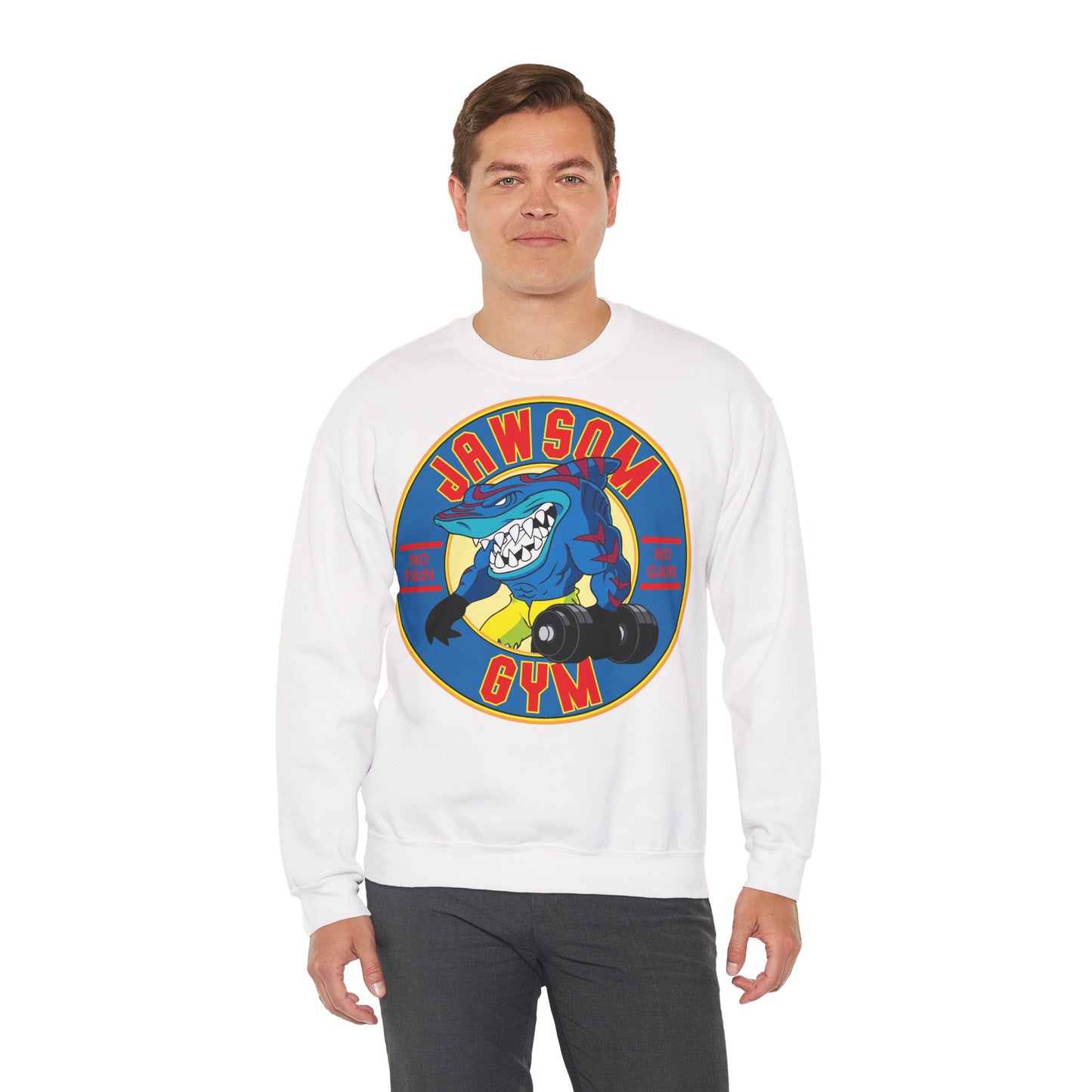 Jawson Gym Unisex Heavy Blend™ Crewneck Sweatshirt - Fitness Wear for Gym Lovers White