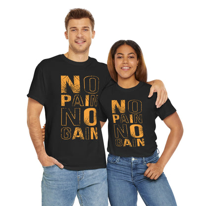 Inspirational Unisex Heavy Cotton Tee - "No Pain No Gain"
