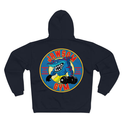 Jawsome Gym Unisex Hooded Zip Sweatshirt - Fun Workout Hoodie for Fitness Enthusiasts