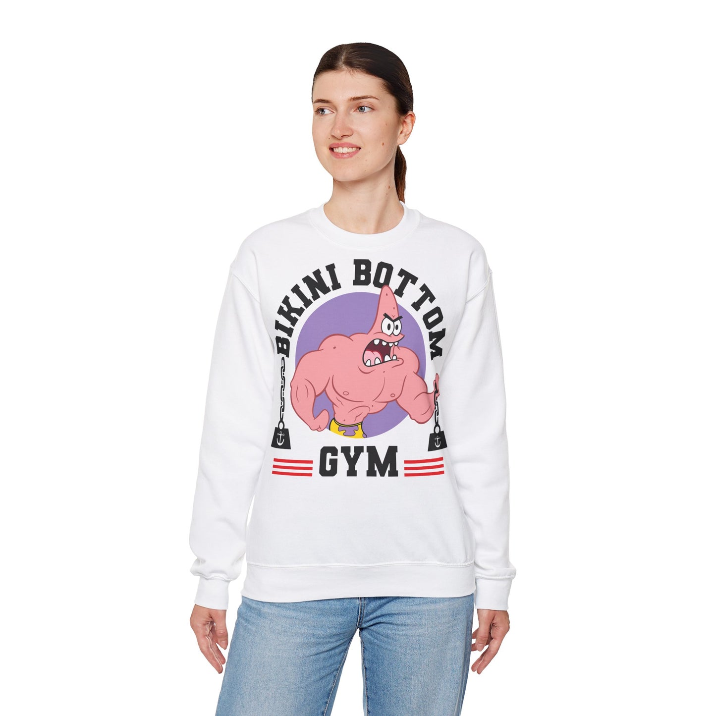 Bikini Bottom Gym Unisex Heavy Blend™ Crewneck Sweatshirt - Fun Fitness Sweatshirt for Fans White