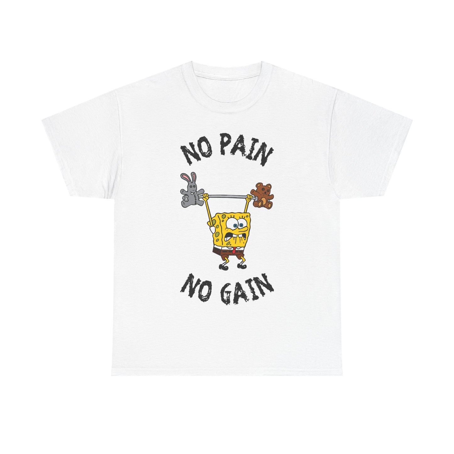 SpongeBob No Pain No Gain White Unisex Heavy Cotton Tee
