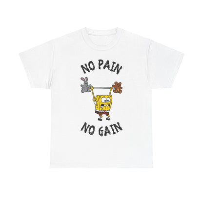 SpongeBob No Pain No Gain White Unisex Heavy Cotton Tee