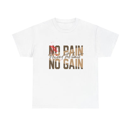 Motivational Unisex Heavy Cotton Tee - "No Pain No Gain"