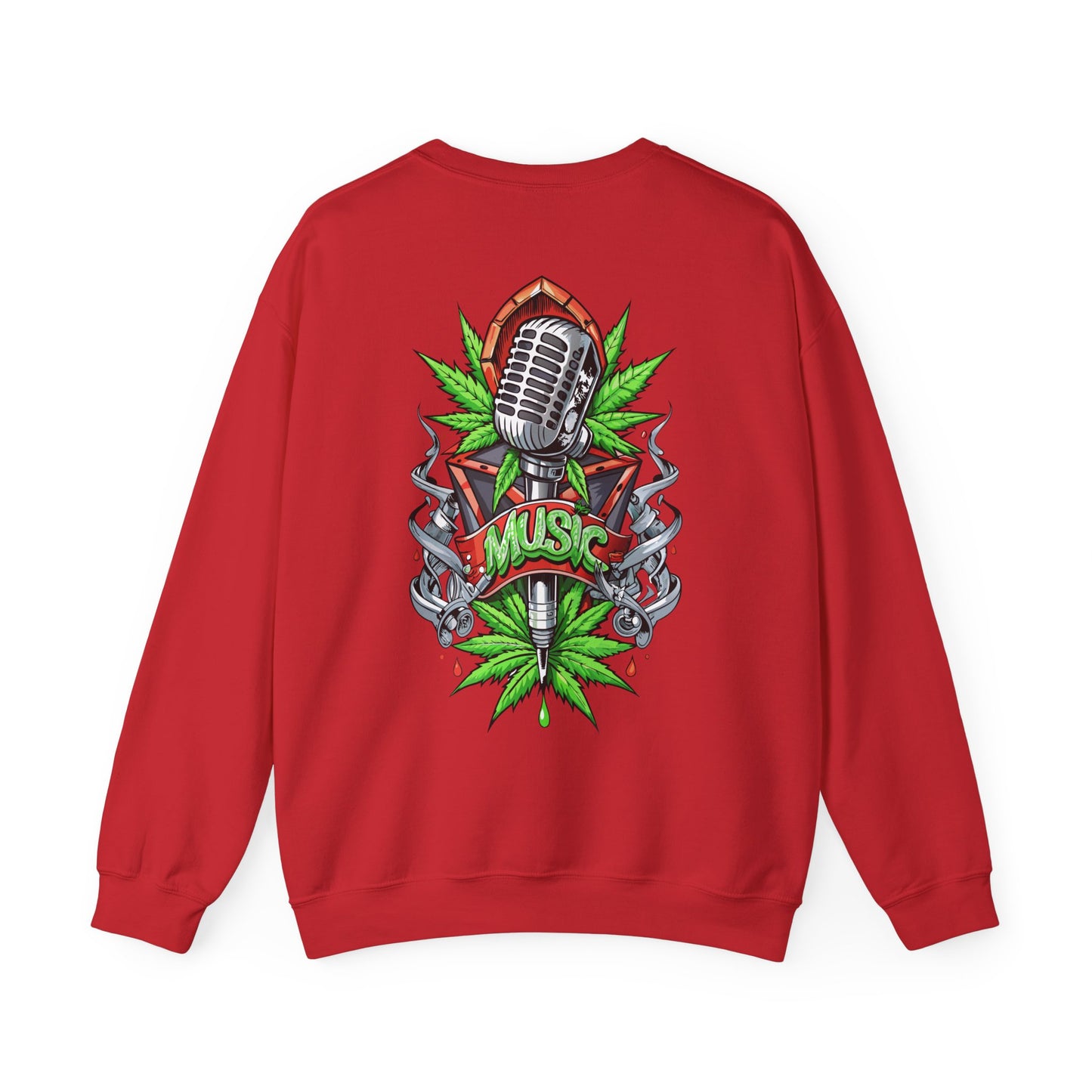 Music Microphone — Retro Mic & Leaf Graphic Sweatshirt