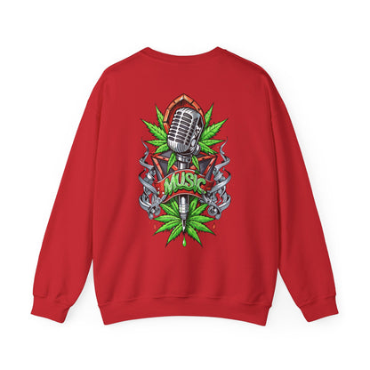 Music Microphone — Retro Mic & Leaf Graphic Sweatshirt