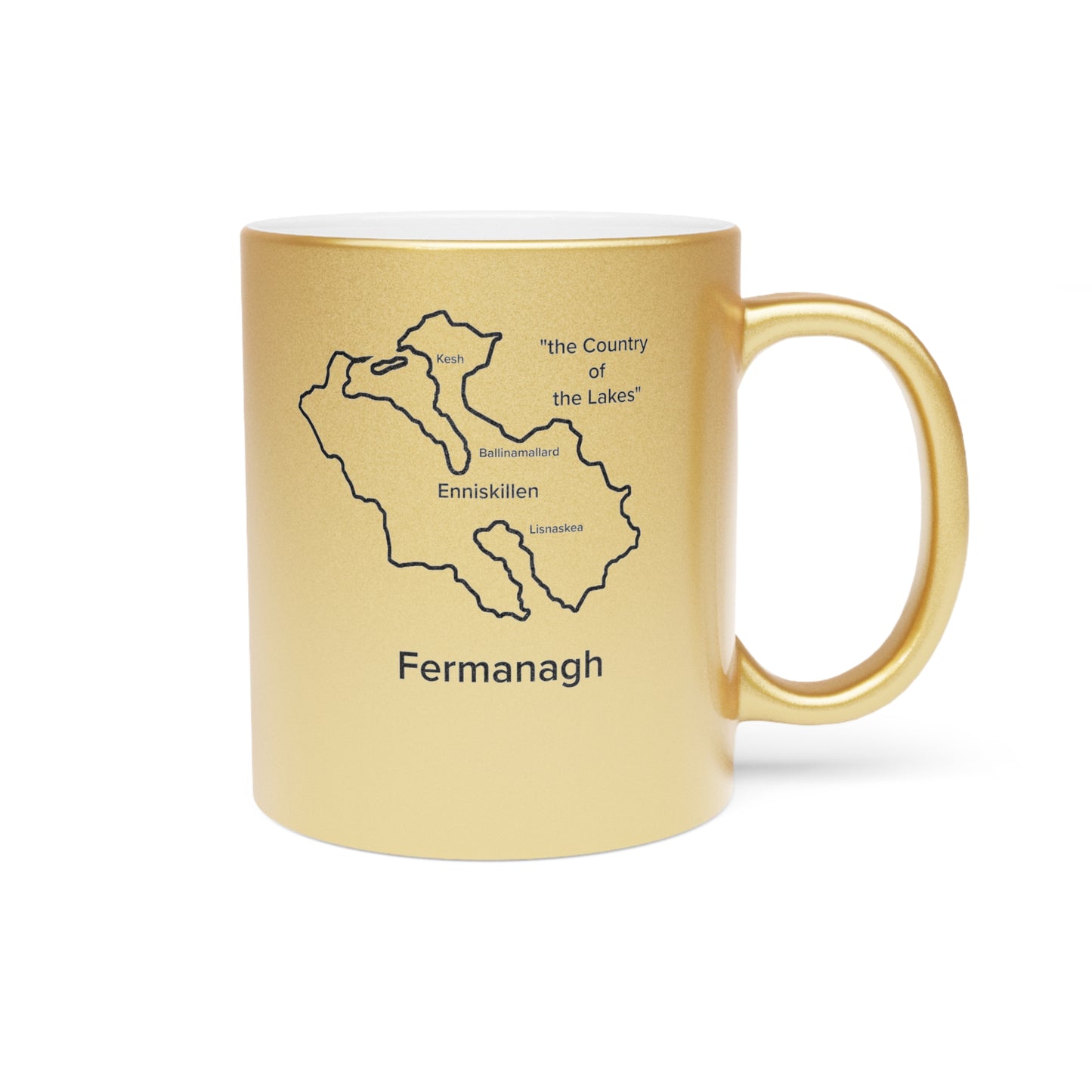 Fermanagh County Metallic Colour Mug - Silver/Gold - Perfect Gift for Coffee Lovers