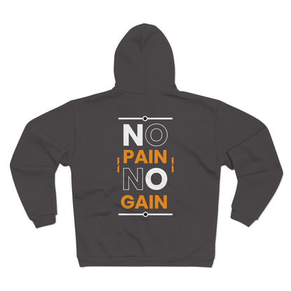 No Pain No Gain Unisex Hooded Zip Sweatshirt - Motivational Gym Wear