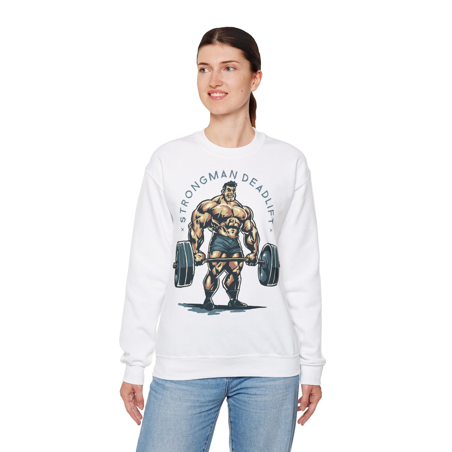 Strongman Deadlift Unisex Heavy Blend™ Crewneck Sweatshirt for Fitness Enthusiasts