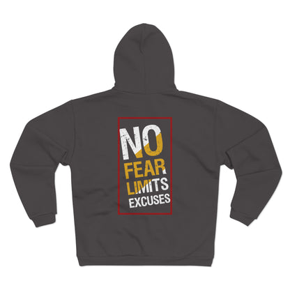 Motivational Zip-Up Hoodie - "No Fear Limits Excuses"