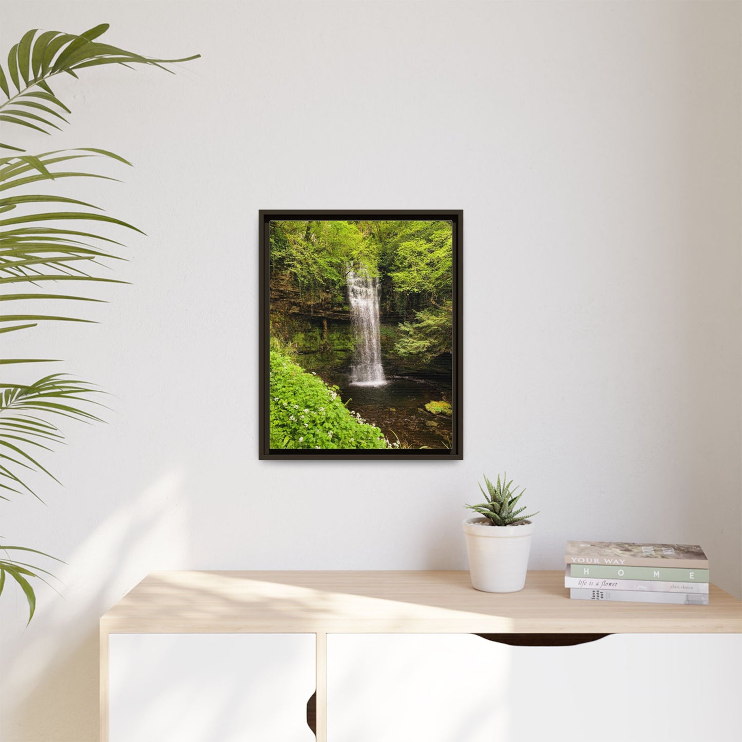 Glacer Waterfall Matte Canvas, Framed (Multi-color)