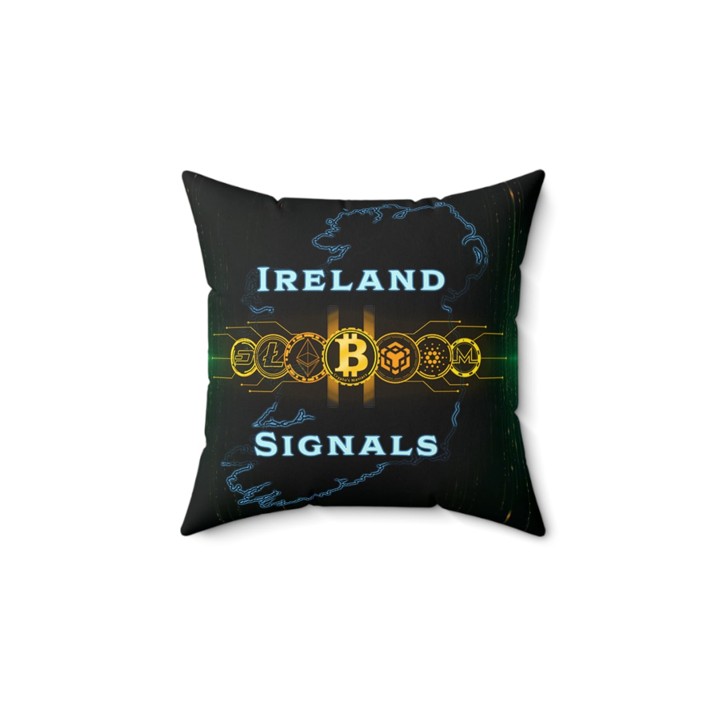 Ireland Signals Bitcoin Pillow — Crypto Map Decorative Throw Pillow