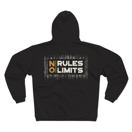 No Rules No Limits Unisex Hooded Zip Sweatshirt - Motivational Casual Wear