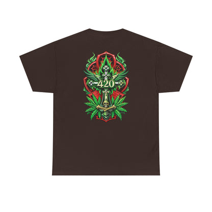420 Cannabis Shield T-Shirt – Marijuana Leaf Stoner Graphic Tee