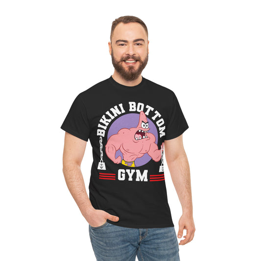 Bikini Bottom Gym Patrick Black Unisex Heavy Cotton Tee