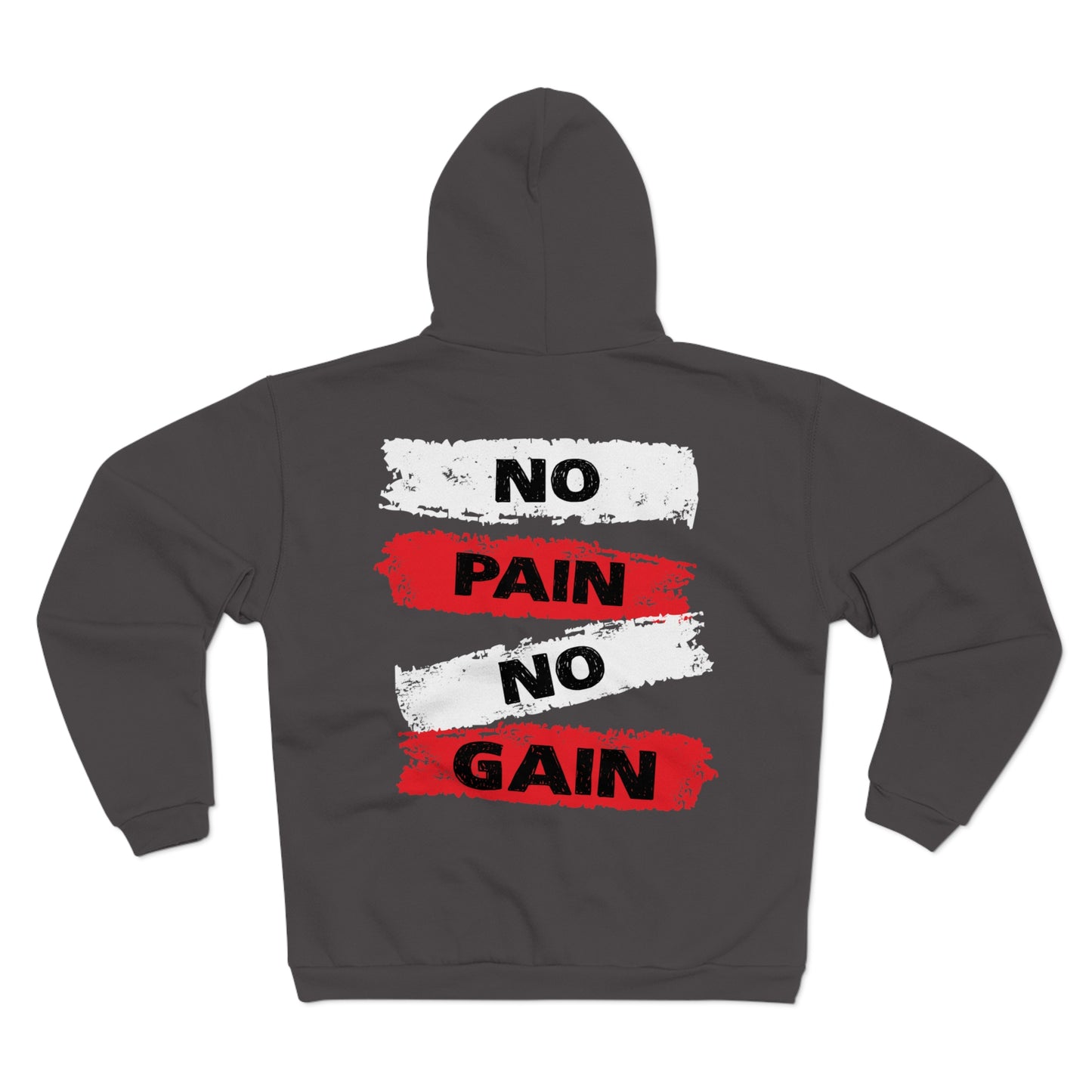 No Pain No Gain Unisex Zip Hoodie - Motivational Fitness Sweatshirt