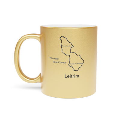 Leitrim County Metallic Colour Mug - Silver/Gold - Perfect Gift for Coffee Lovers