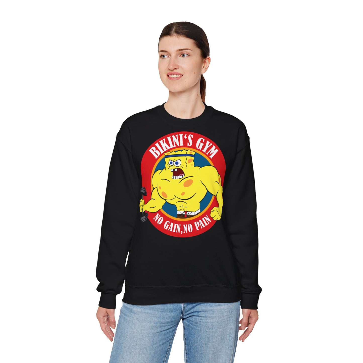 Bikini's Gym No Gain No Pain Unisex Heavy Blend™ Crewneck Sweatshirt | Fitness Apparel