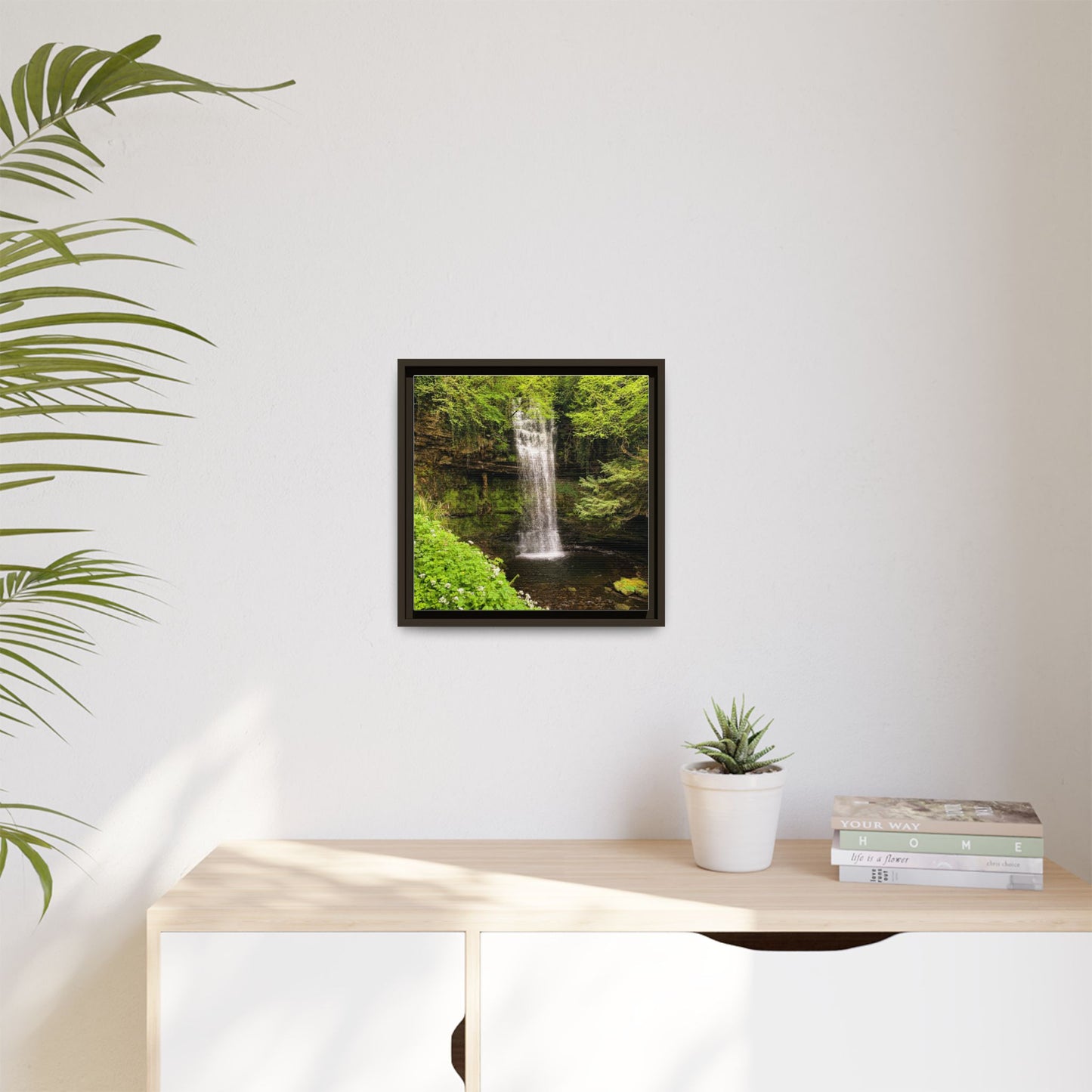 Glacer Waterfall Matte Canvas, Framed (Multi-color)