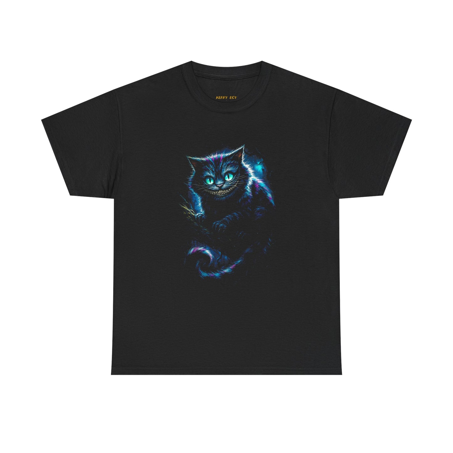 Cheshire Cat Glow T-Shirt — Mystical Neon Cat Graphic Tee