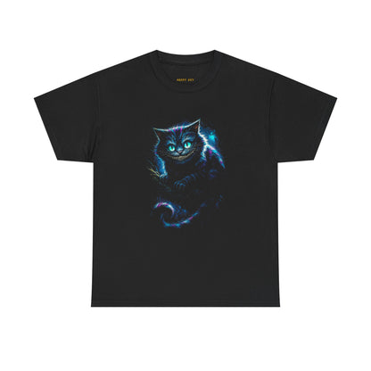 Cheshire Cat Glow T-Shirt — Mystical Neon Cat Graphic Tee