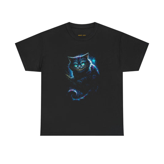 Cheshire Cat Glow T-Shirt — Mystical Neon Cat Graphic Tee